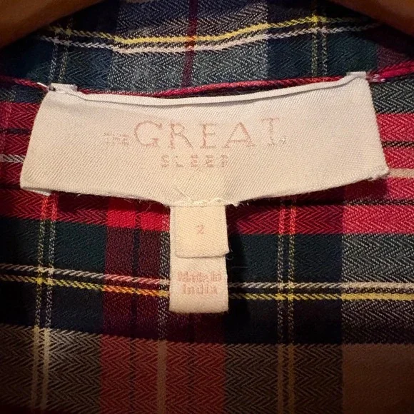 The Great Sleep Red Plaid Sleep Dress Nightgown Maxi Dress Long Sleeve SZ 2 M